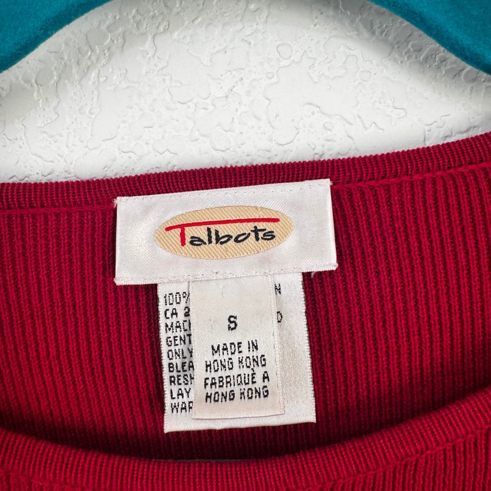 Talbots Red Ribbed Knit Short Sleeve Scoop Neck Top Women's Size S - Picture 2 of 4